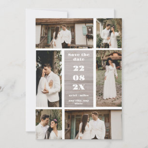 Braune Minimalistische 6-Foto-Save the Date-Karte Save The Date