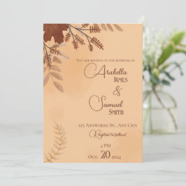 Braune Minimalistische Hochzeit im Herbst Einladun Einladung