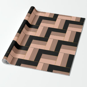 Braune Mocha Schwarze Geometrische Rechtecke Geschenkpapier