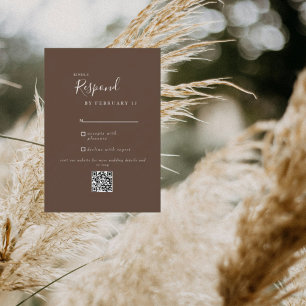 Braune moderne Hochzeits-QR-Code-RSVP  RSVP Karte