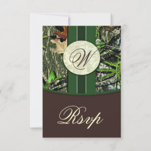 Braune Monogram-Jagd-Camouflage Hochzeitskarten RSVP Karte