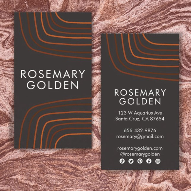Bräune neutrale Linien Minimalistische einfache Re Visitenkarte (Von Creator hochgeladen)