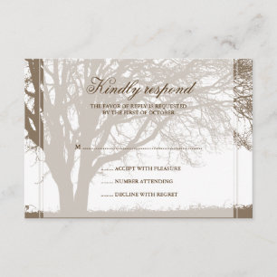 braune Oak-Hochzeit im Herbst RSVP Karte