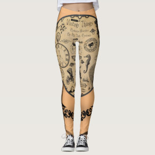 braune orange schwarze lange Leggings
