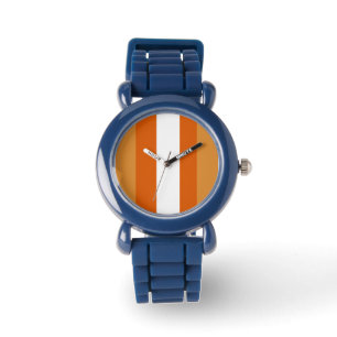 Braune, orange und weiße Streifen Armbanduhr