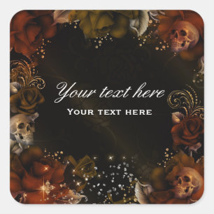 Braune Orangen Rose + Skulls Gothic Sticker