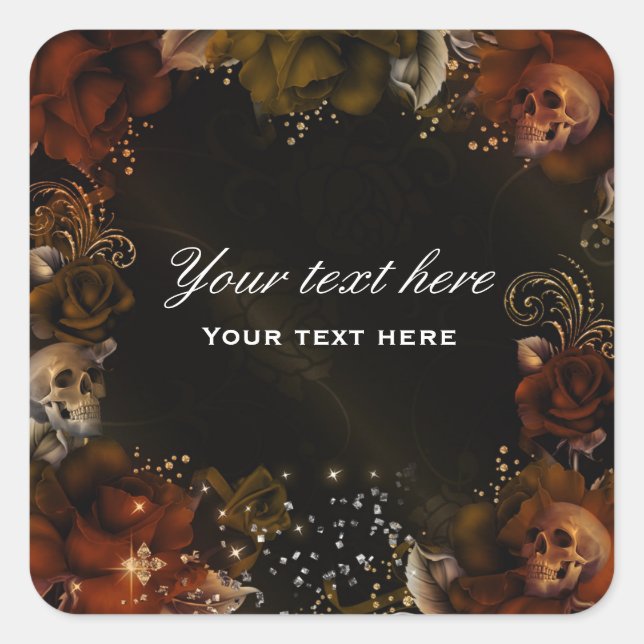Braune Orangen Rose + Skulls Gothic Sticker (Vorderseite)
