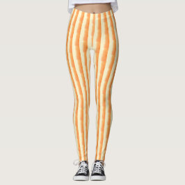 Braune Orangencreme Pinselstrich Vertikale Streife Leggings
