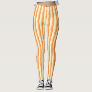 Braune Orangencreme Pinselstrich Vertikale Streife Leggings