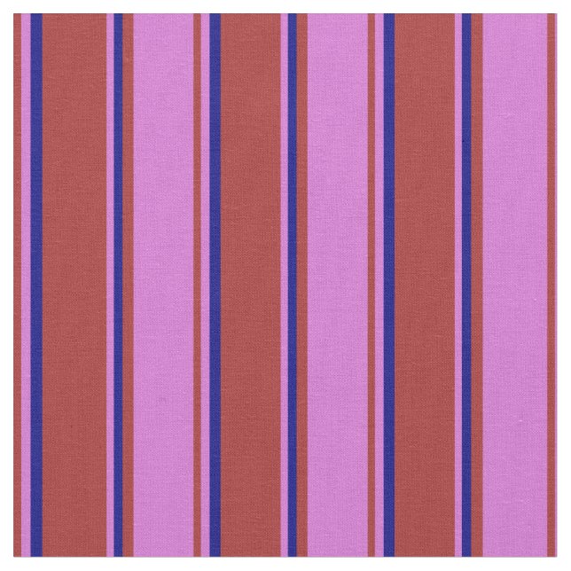 Braune, orchide und blaue Streifen Stoff (Nahaufnahme)