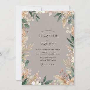Braune Organische Boho-Hochzeit Einladung