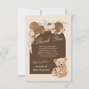 Braune Pampasgras-Teddybär-Dankeskarten Dankeskarte