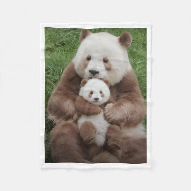 Braune Panda-Familien-Decke Fleecedecke (Vorderseite)