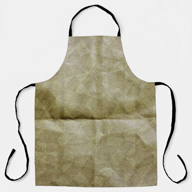 Braune Papierfalte. Mach das Papier kaputt. Hinter Schürze (Vorderseite)