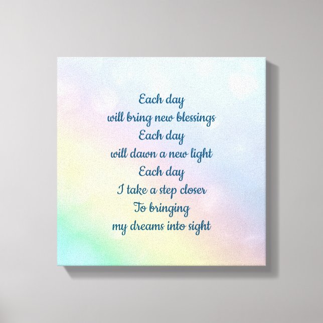 Braune pastellfarbene Regenbogen Inspiration Affir Leinwanddruck (Vorderseite)