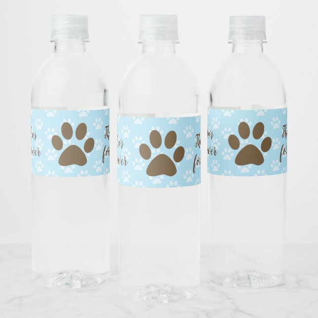 Braune Paw Print Puppy Dose Wasser Flasche Etikett (Flaschen)
