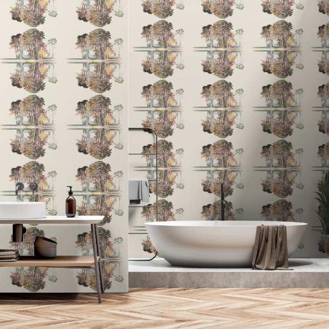 Braune Pfirsichreflexe aus Holz Tapete (Badezimmer)