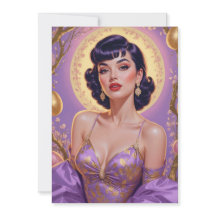Braune Pin-Up-Osterhasen in Gold und Lila