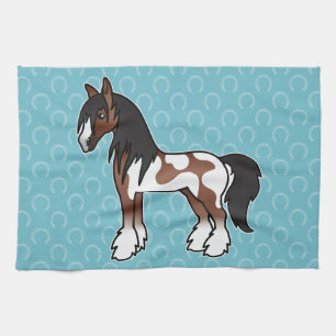 Braune Pinto Cartoon Gypsy Vanner Shire Clydesdale Geschirrtuch