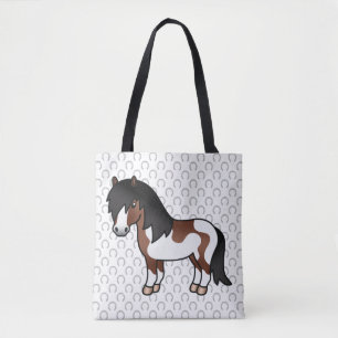 Braune Pinto-Shetlandpony-Cartoon-Illustration