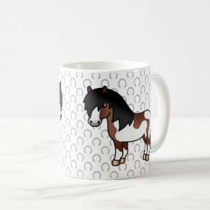 Braune Pinto-Shetlandpony-Cartoon-Illustration Kaffeetasse
