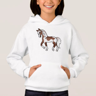 Braune Pinto-Trabpferd-Cartoon-Illustration Hoodie