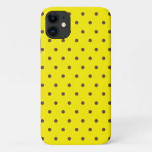 Braune Polka-Punkte auf gelb Case-Mate iPhone Hülle