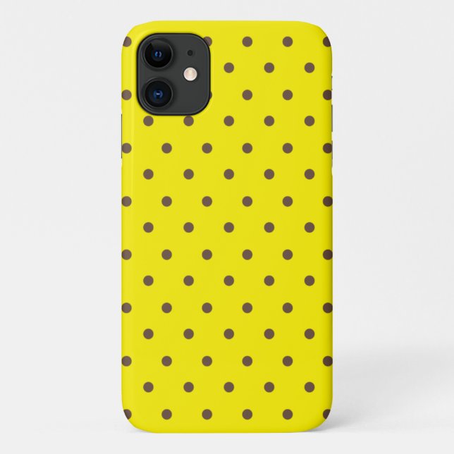 Braune Polka-Punkte auf gelb Case-Mate iPhone Hülle (Rückseite)