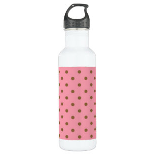 Braune Polka Punkte auf rosa Hintergrund Trinkflasche