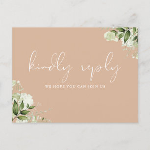 Braune Postkarte zur Song-Anfrage RSVP mit Grünpfl