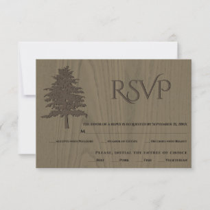 Braune Prägung von Bäumen sepia Holz Hochzeit RSVP Karte
