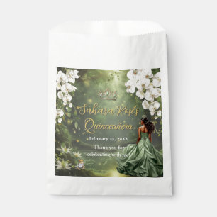 Braune Prinzessin und Frosch Weise Grüne Quinceane Geschenktütchen
