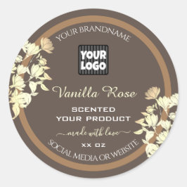 Braune Produktverpackungsmarken Gold-Rahmen und Lo Runder Aufkleber