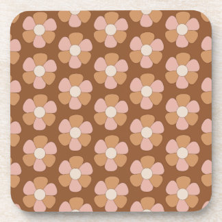 Braune Retro 70er Neutrale Blume Getränkeuntersetzer