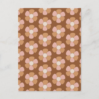 Braune Retro 70er Neutrale Blume Postkarte