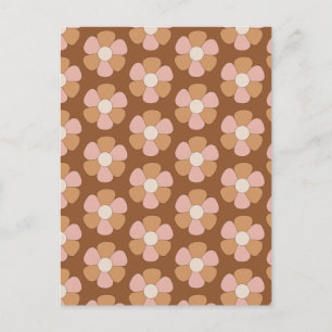 Braune Retro 70er neutrale Blumen Postkarte