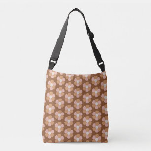 Braune Retro 70er neutrale Blumen Tragetaschen Mit Langen Trägern
