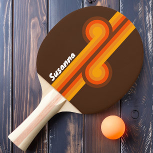 Braune Retro-Schleifen mit Namen Tischtennis Schläger