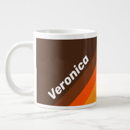 Braune Retro-Streifen mit Namen Jumbo-Tasse