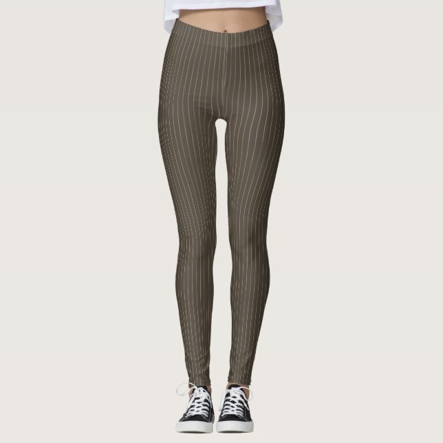 Braune Retropinstreifen Leggings (Vorderseite)