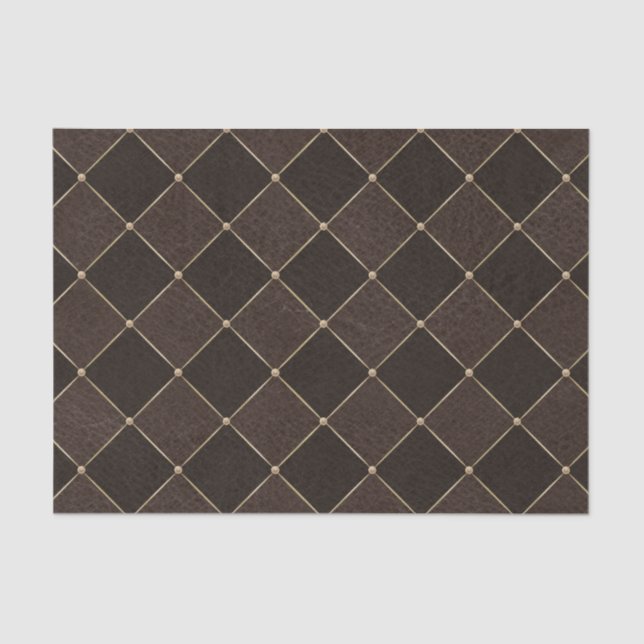 Braune Rhombusse Geometric Grid Harlequin Seidenpapier (Vorderseite)