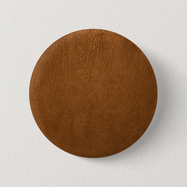 Braune Rindsleder-Ledertextur-Optik Button (Vorderseite)