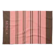 Braune rosa gestreifte Monogramm-Namen-Küchentüche