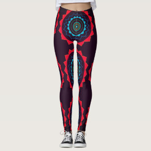 Braune, rote Mandala Legging Leggings
