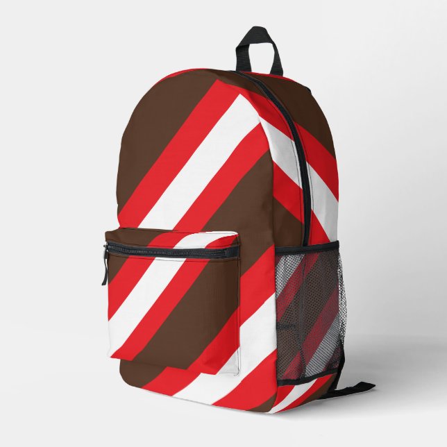 Braune, rote und weiße Streifen Bedruckter Rucksack (Rückseitige Ecke Rechts)