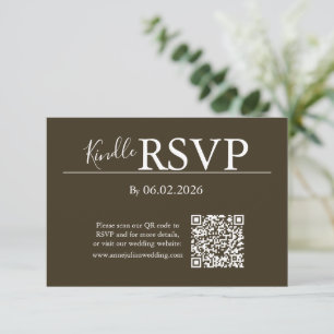 Braune RSVP-QR-Code-Karte für moderne Hochzeit RSVP Karte