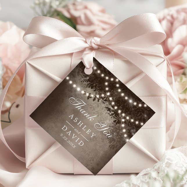 Braune Rustikale Baumkanopie Lights Woodland Hochz Geschenkanhänger (Von Creator hochgeladen)