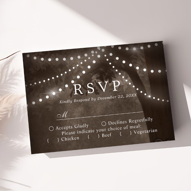 Braune Rustikale Baumsaitenleuchten Hochzeit RSVP (Von Creator hochgeladen)