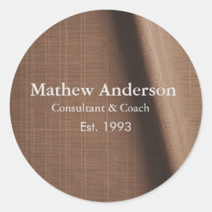 Braune rustikale Leinen, beige Jahrgänge bedruckt, Runder Aufkleber