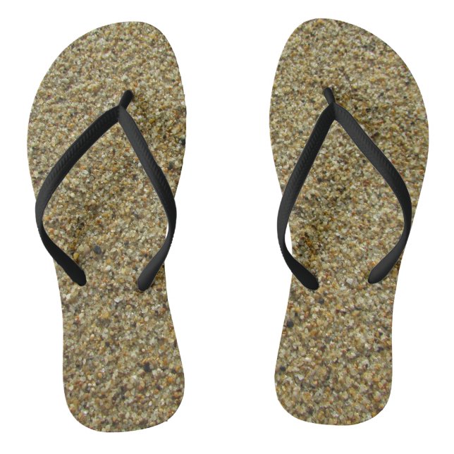 Braune Sandkörner, Nahes Foto Flip Flops (Fußbett)